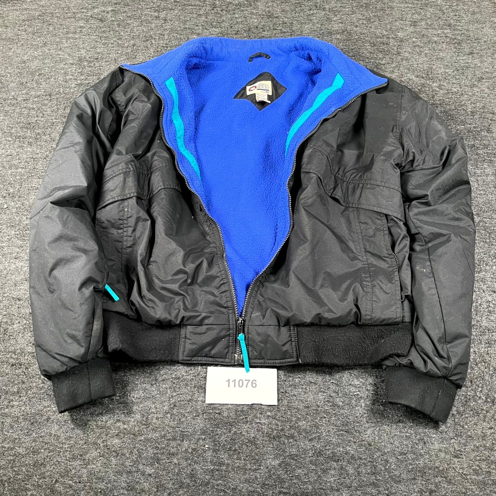 Vintage Sports Afield Windbreaker Jacket Mens 2XL Black Fleece Lined Full Zip